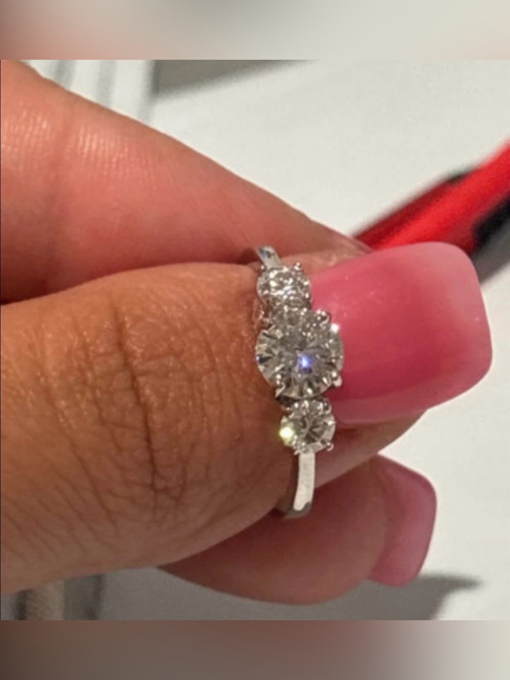 Sterling Silver 3-Stone Moissanite Ring S925 1.06 CTW DEW Size 6.5